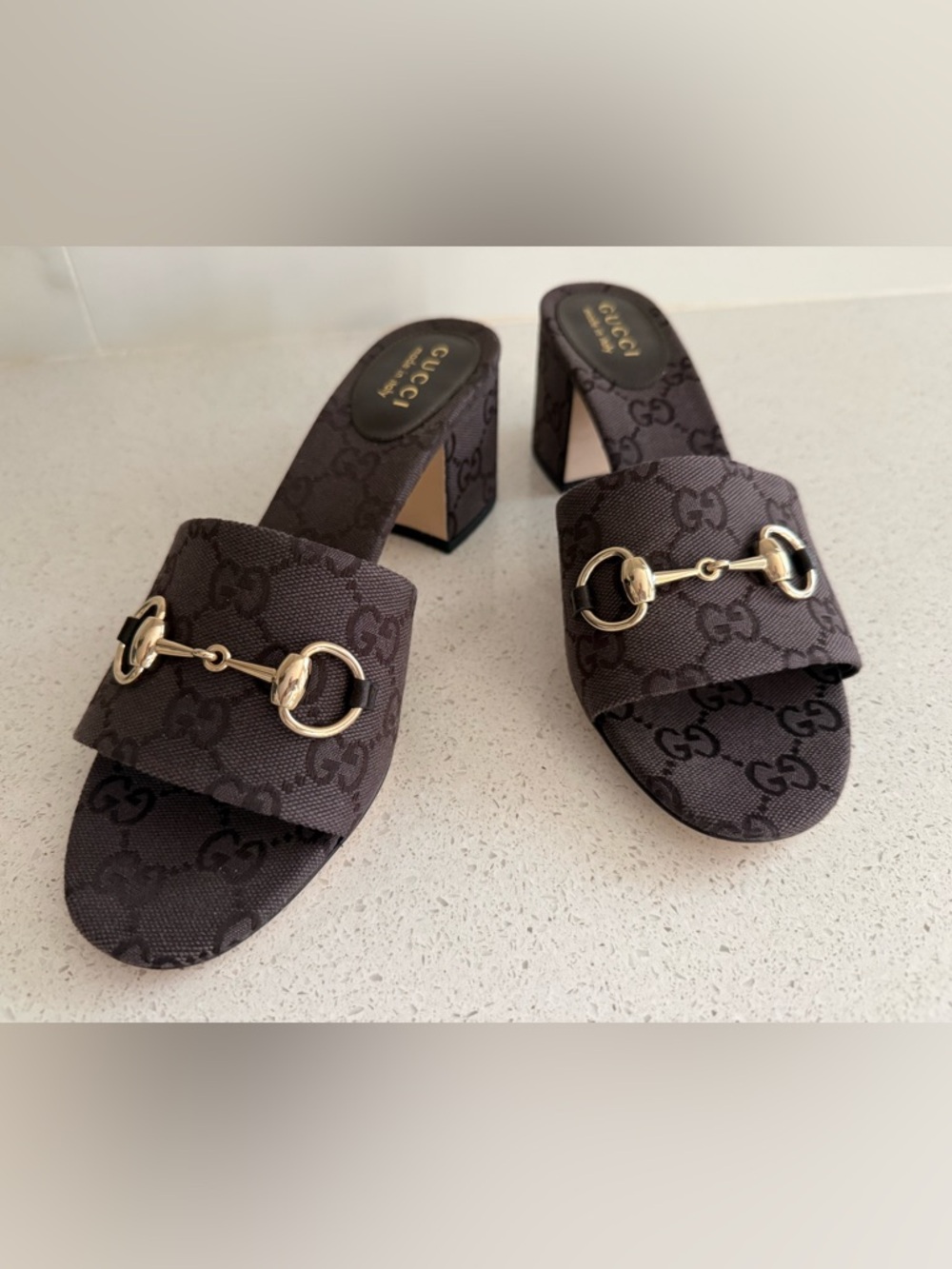 GUCCI Siaga Horsebit Slide Sandals Brown Size EU 38 US 8 - Picture 6 of 12